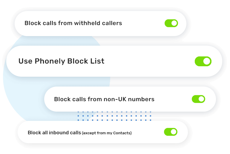 Customisable call blocking settings