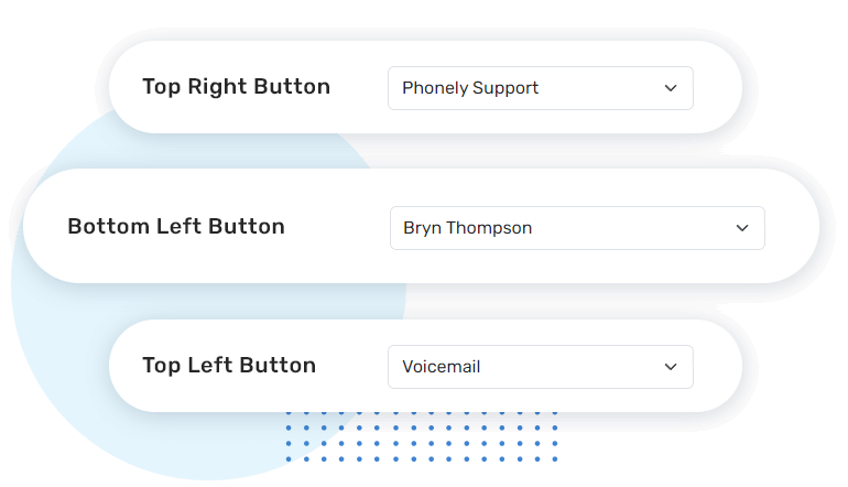 Speed dial buttons to immediately dial your favourite people