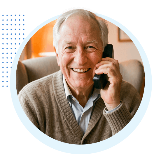 Older adult making a call with a digital home phone, illustrating the question: Is a digital home phone the same as digital voice?