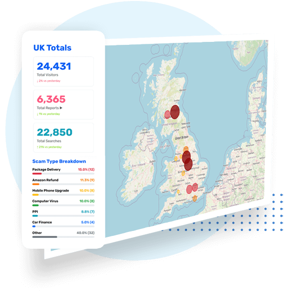UK scam calls map in real-time